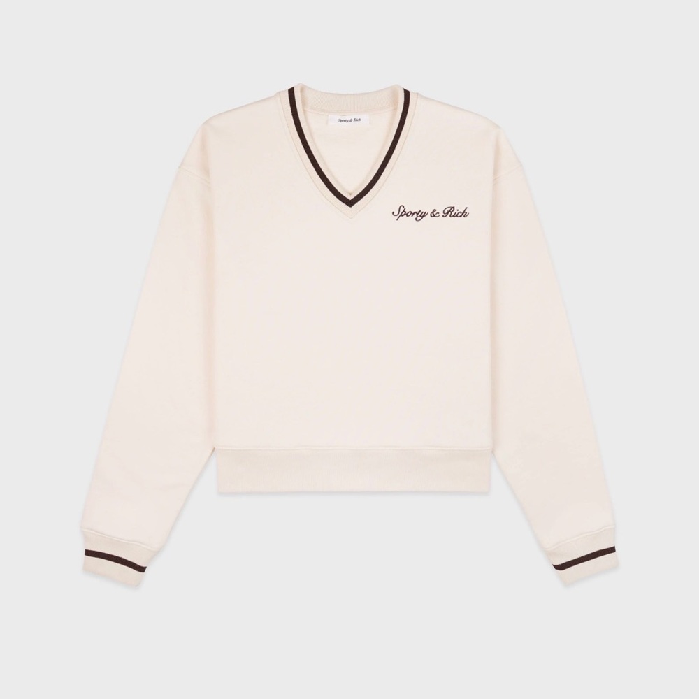 Sporty & Rich Beige V-Neck Sweater